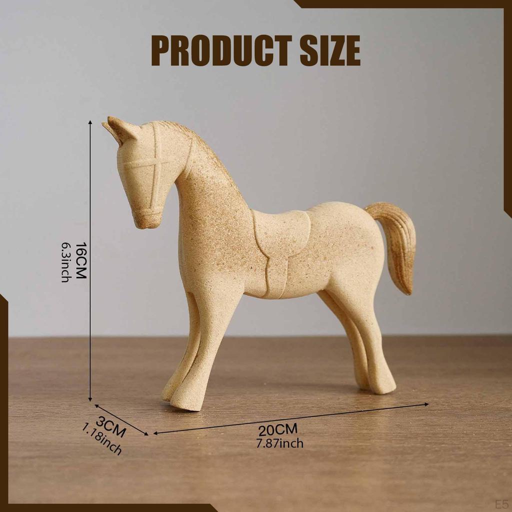 Unfinished Wooden Horse Blank Animal Ornament Desktop Paintable Sculpture for Housewarming Party