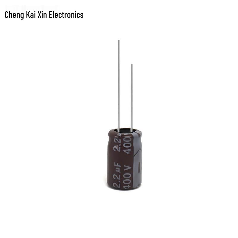 High-Frequency Lightning Surge Resistant 400V 2.2uF Aluminum Electrolytic Capacitor - Brown, PET Material, 8x12mm.