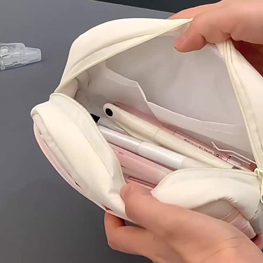 Large Capacity Pencil Pouch 2-Layer Stationery Bag Portable Pen Bag  Students