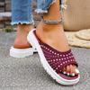 Fashion Ladies Slippers Summer Fashion Casual Mesh Comfortable Sequined Platform Waterproof Slippers Outdoor Flat Shoes. Plus Size43