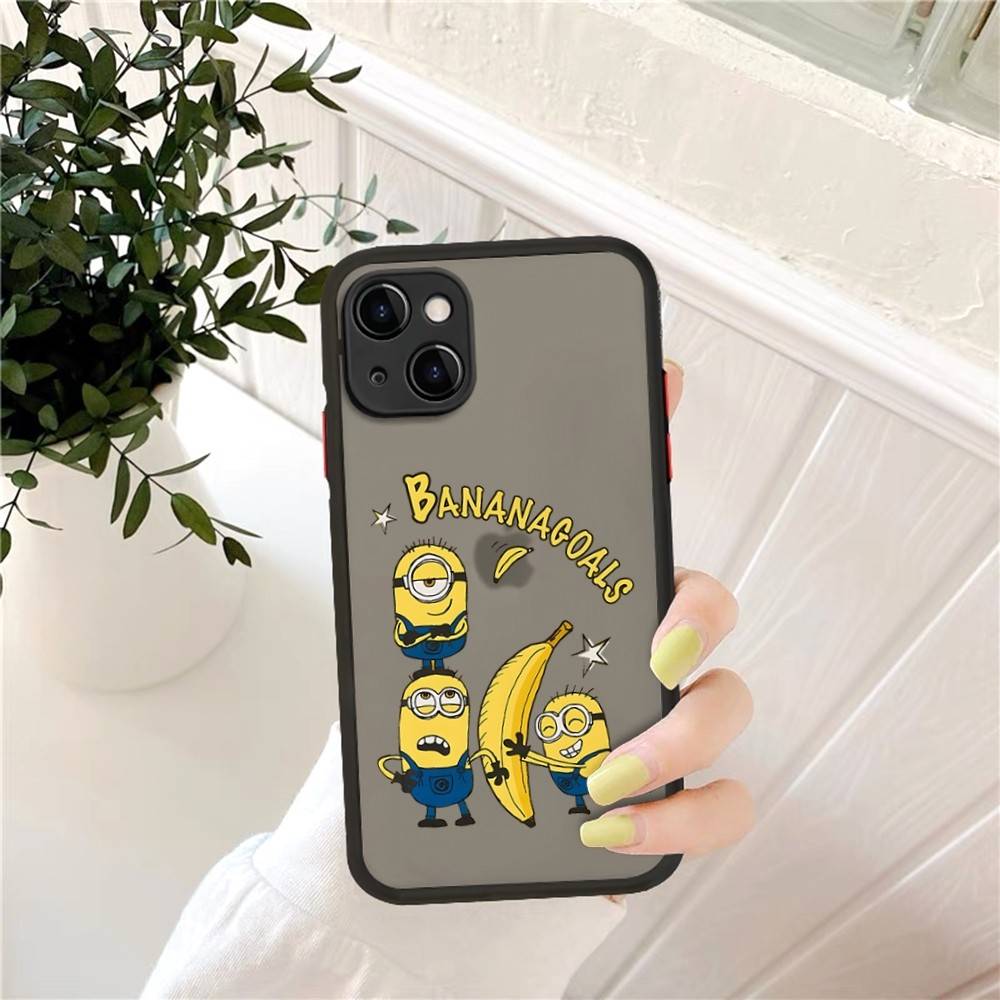 Cartoon Anime Yellow M-Minions Matte Translucent Phone Case For Iphone 16 ProMax 15 14 13 12 11 X XS PRO Plus
