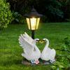 JYL/153, Heißer Verkauf Paar Schwan Gartendekoration Figur Gartenskulptur Haus Solar Außenlicht Harzhandwerk