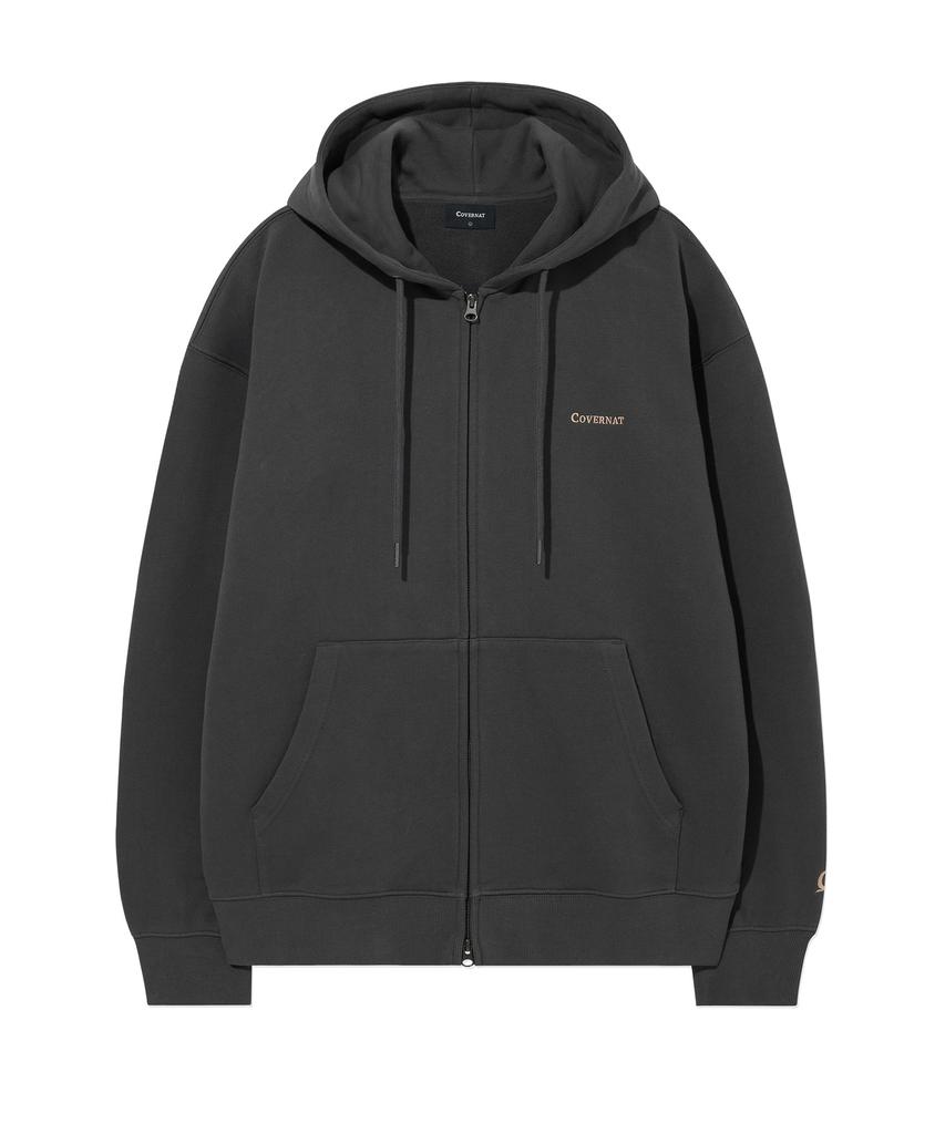 COVERNAT Small Authentic Zip-Up Hoodie Charcoal