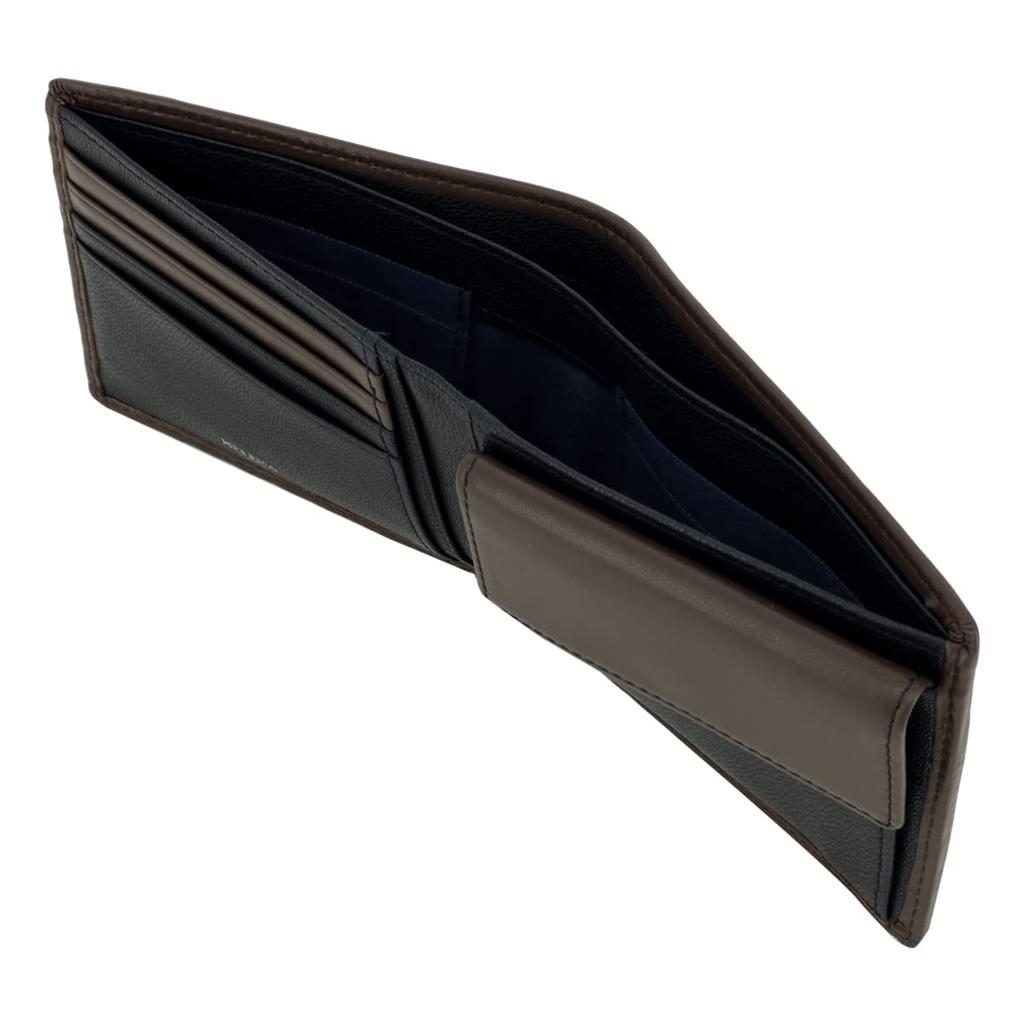 Helena Calm 6483 Bifold Genuine Sheepskin Women's Wallet, Leather, Leather, [01] Black/Khaki