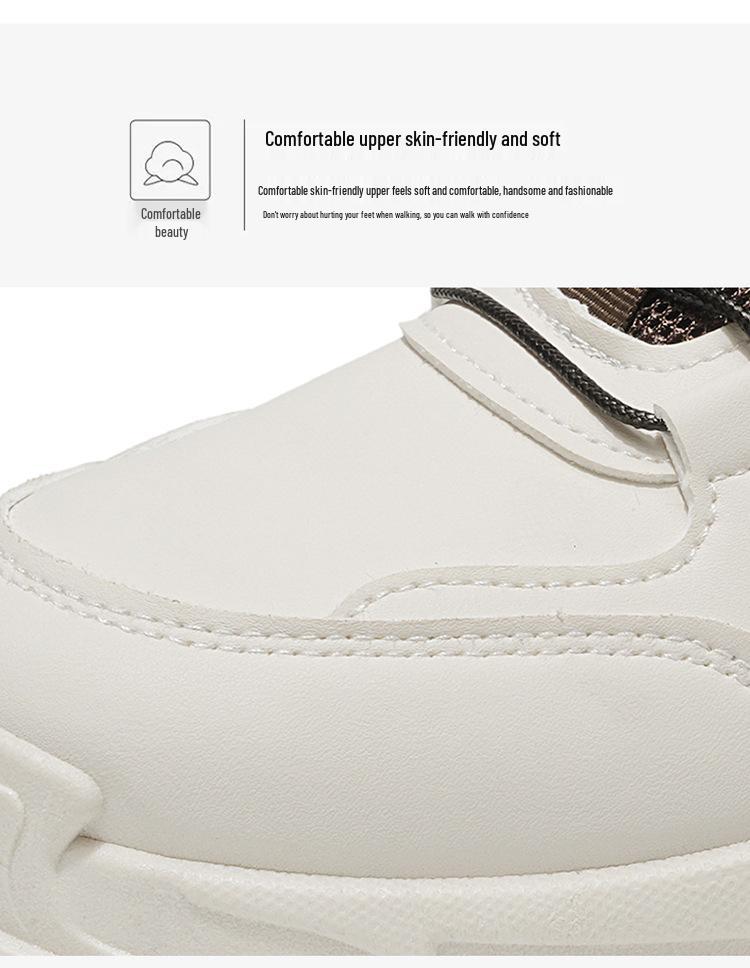 Men's High-Top Autumn Sneakers with Rotating Button: Trendy, Versatile, Thick-Soled, Height-Increasing Casual Dad Shoes.