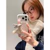 Early Spring Ins Pink Flower Rabbit Doll Leather Wristband Suitable for Apple 17promax Mobile Phone Case Iphone16pro