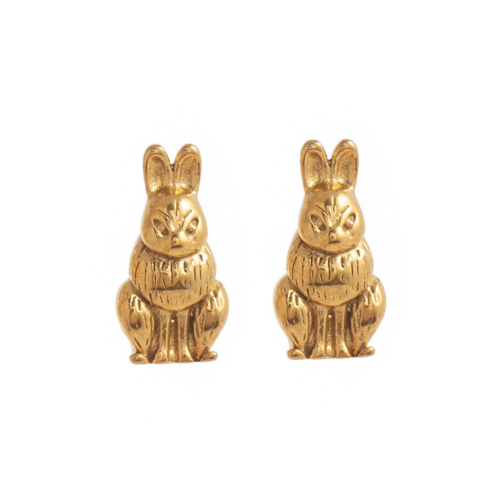 Niche Design Cute Cartoon Mushroom Rabbit Cherry Earrings - Stainless Steel, Color Retentive