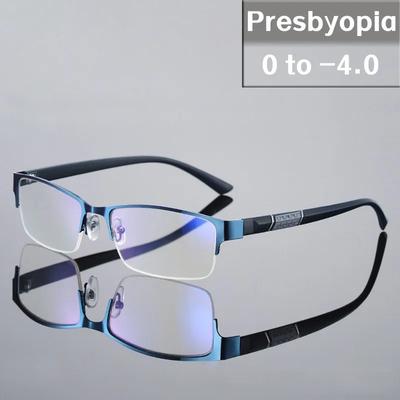 Men's Blue Light Blocking Reading Glasses Vintage Retro Metal Half Frame Eyeglasses Unisex Classic Business Eyewear Presbyopia