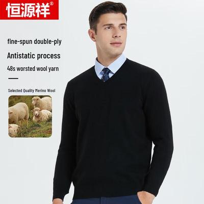 Hengyuanxiang Men's Anti-Static Wool Pullover Sweater