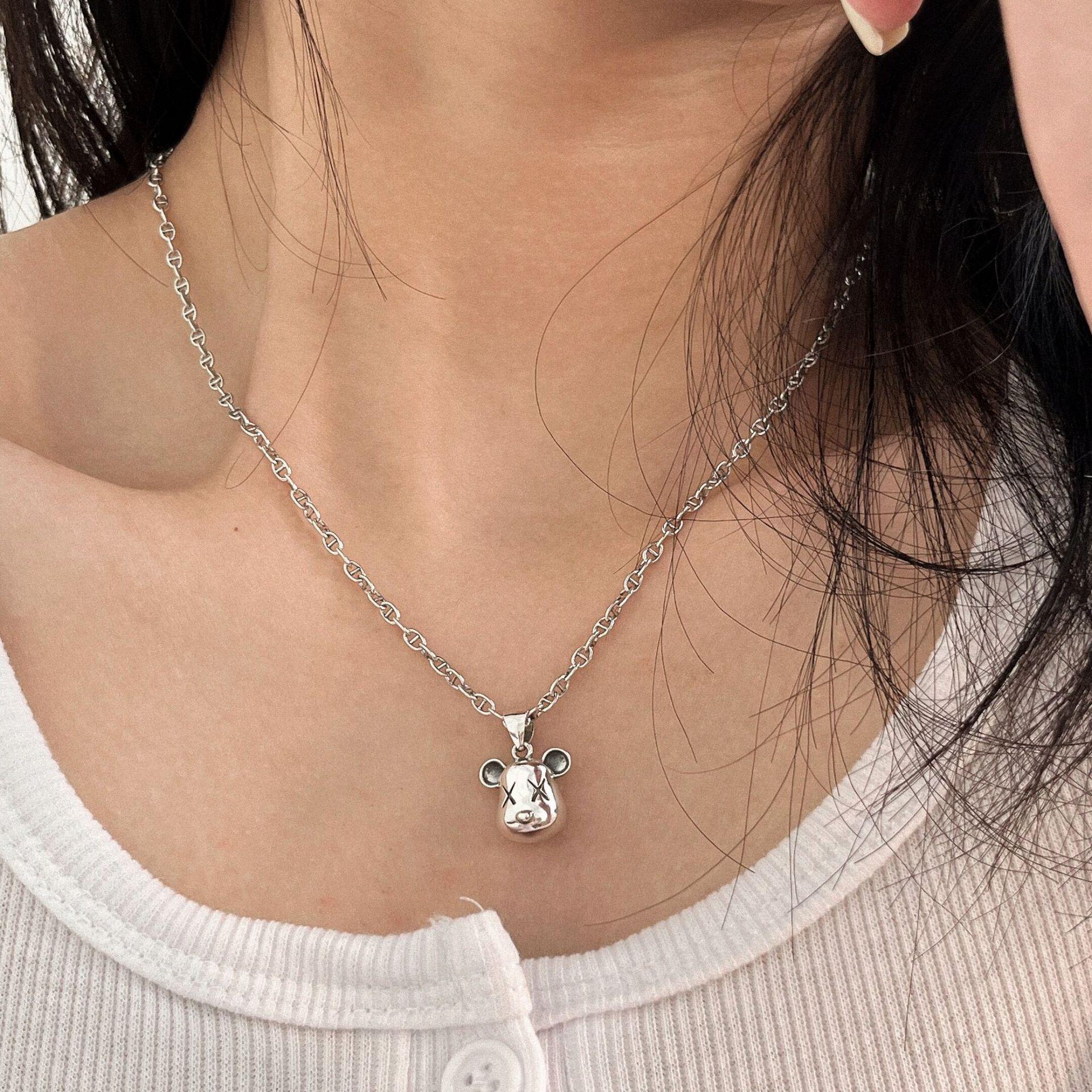 

S925 Sterling Silver Pig Nose Necklace - Thin & Thick Chains, High-End Clavicle Choker for Women, Japanese & Korean Style 925 Sterling Silver