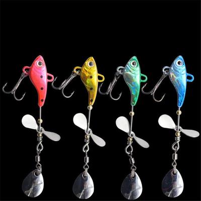 Rotating Fishing  Bait Spinner Spoon Lead VIB Fishing Lure Set 9cm/ 12g Trout Treble Hook
