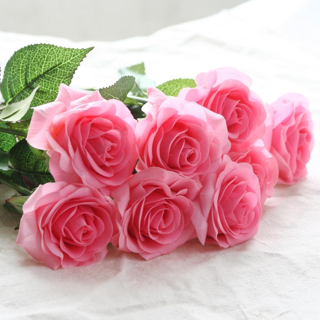 10Pcs Artificial Latex Roses Real Touch Flowers For Wedding Bridal Bouquet Home Decoration