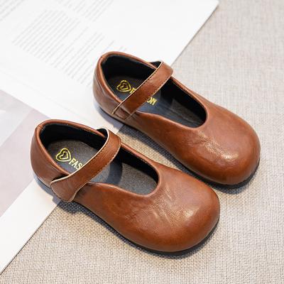 Classmate 2025 Spring and Autumn New Korean Edition Girls Middle School and Older Children Round Head Leather Shoes Girls Versatile Princess Shoes Tid