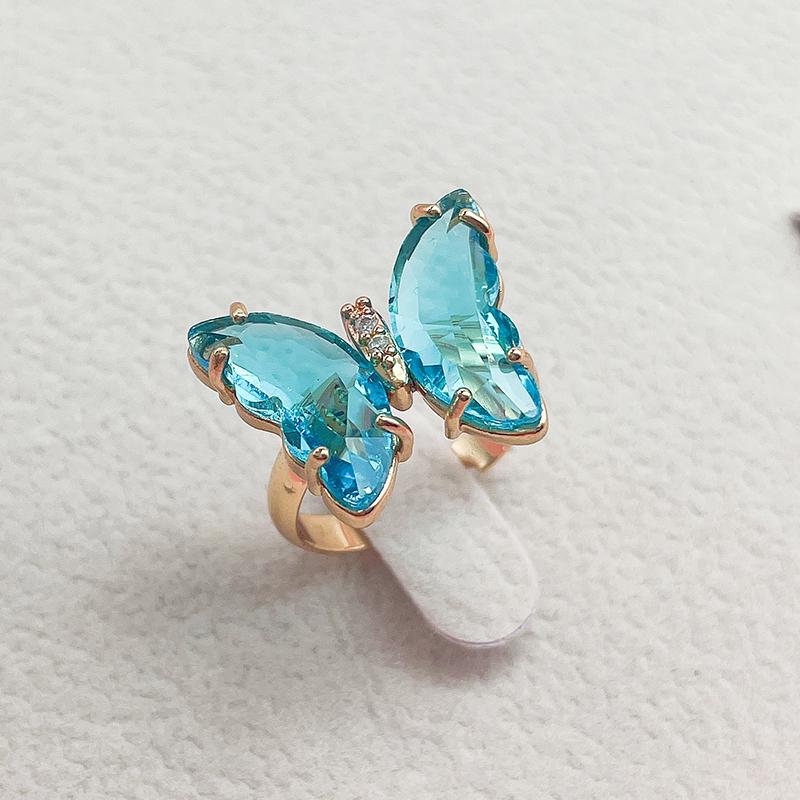 16 Colors Crystal Butterfly Ring Fashion Popular Women's Party Jewelry Charm Adjustable Ring Best Friend Gift Wedding Gift