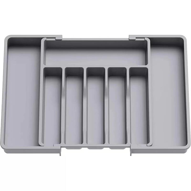 

Acrylic Adjustable Cutlery Organizer Upgraded Plastic Storage Tray With Dividers Ideal For Organizing Spoons And Knife Drawers серый