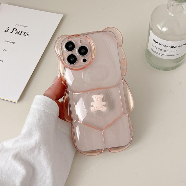 

Для Iphone 14 милый 3d мультяшный медведь Claer чехол для телефона для Iphone 13 11 12 Pro Max X Xr Xs мягкая прозрачная противоударная задняя крышка For iPhone 13Pro Max