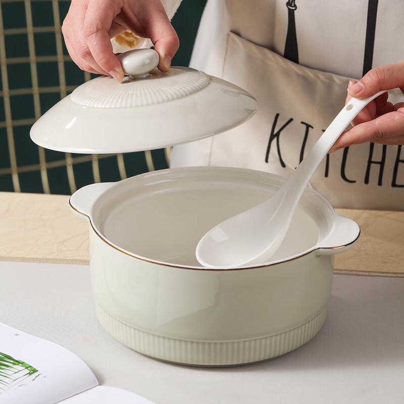Jingdezhen Keramik 9-Zoll Suppen- & Reistopf mit Doppelgriff