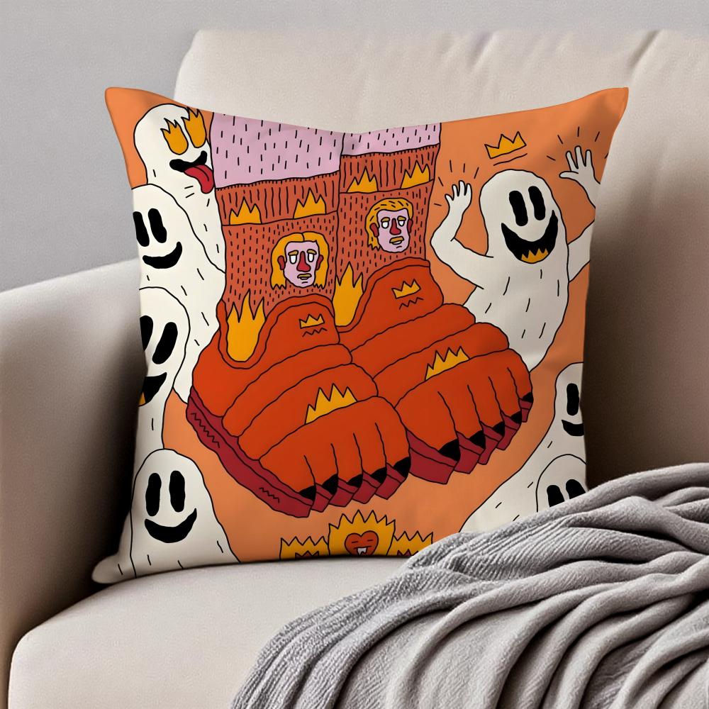 Creative Illustration Of Everything On Shoes Cushion Cover Pillowcase Antidustmite Invisible Zipper Short Plush Sofa Cushion