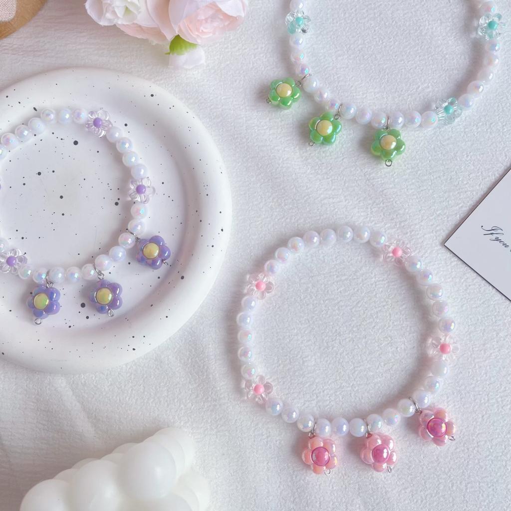 Dream Garden Series Pet Pearl Necklace Flower Pendant Collar Stretch Neck Accessories Pet Cat