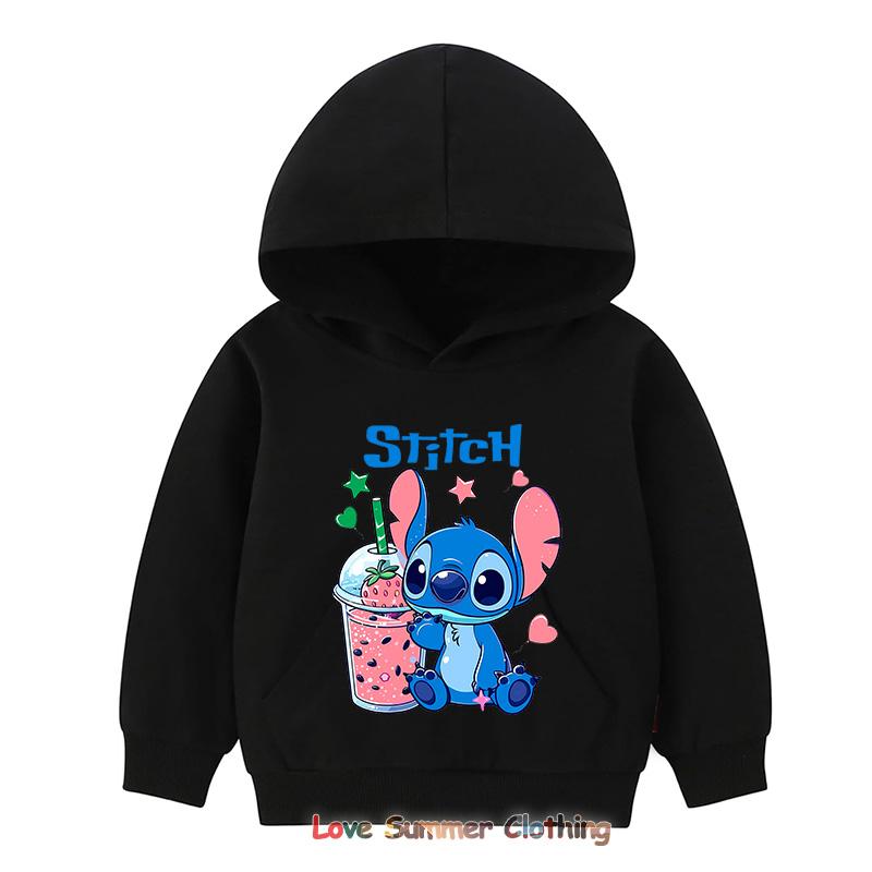 Stitch Hoodie for Kids HD Print Boys Girls Pullover Brother Sister Matching Hoodies Polyester  Casual Girls Sweatshirt Fall Age 4-14