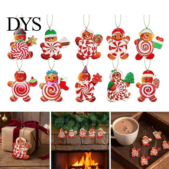 Holiday Gift Box Pendants 20/30/40Pcs Wooden Christmas Ornaments, Candy Cane Lollipop Rustic Xmas Tree Hanging Ornaments Decor for Party Wreath Window
