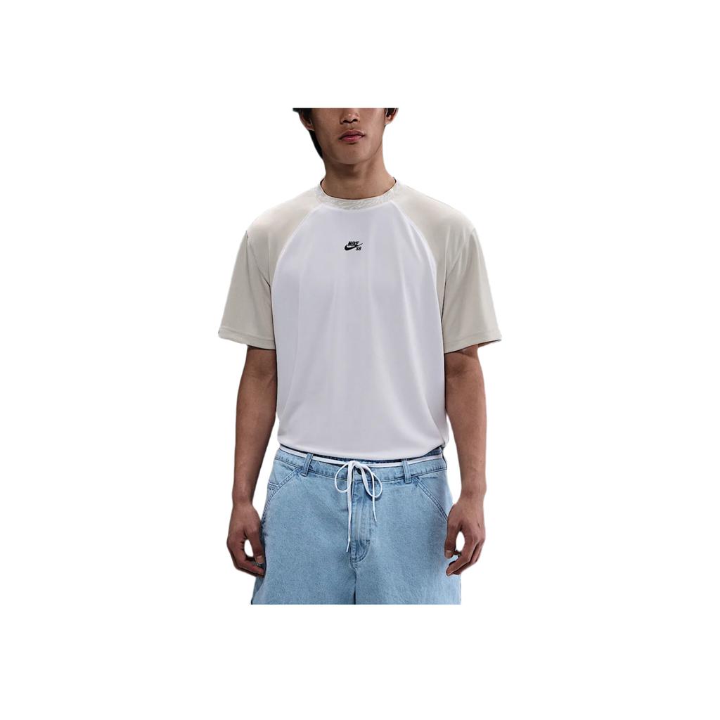 Nike Dri-Fit SB Quick-Drying Breathable Loose Comfortable Sports Short Sleeve T-Shirt Men Tops White Light-Bone Black HJ2957-100