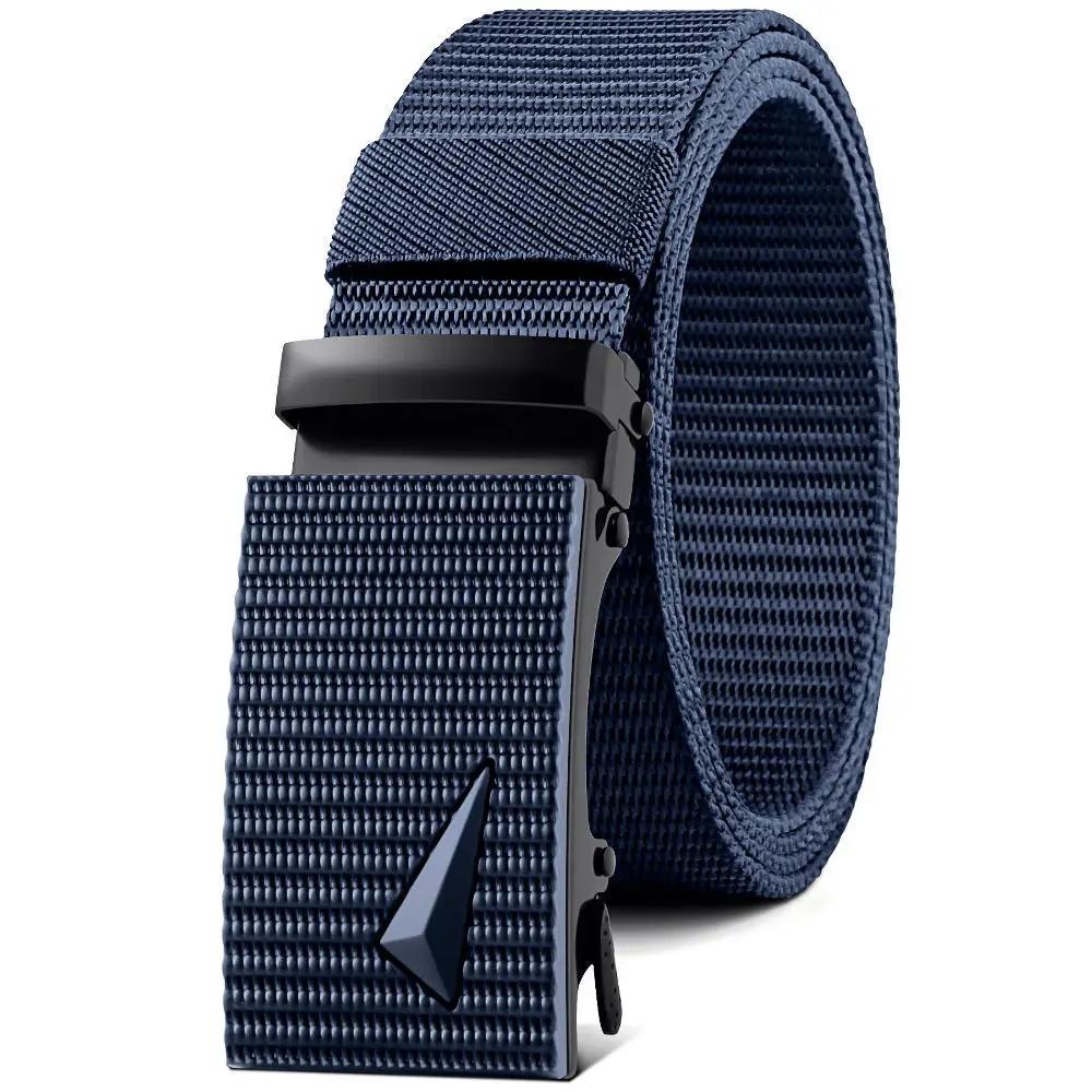 Cintura da Uomo Fibbia Automatica in Metallo Nastro in Nylon Imitazione Cintura da Lavoro per Esterni Fibbia Automatica Senza Denti Cintura Casual Sportiva in Tela
