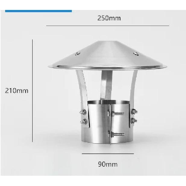 1PC Chimney Cowl Cap roof rain cap chimney Exhaust Hood Stainless Steel Exterior Wall Air Outlet Stove Pipe Protector Cover