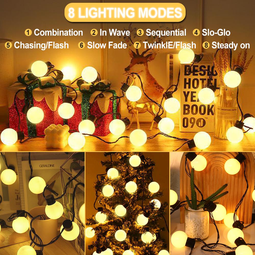 10M Outdoor Solar G40 Bulb LED String Lights Waterproof Solar Lights Decor For Courtyards Pavilions Gardens Streets Holidays