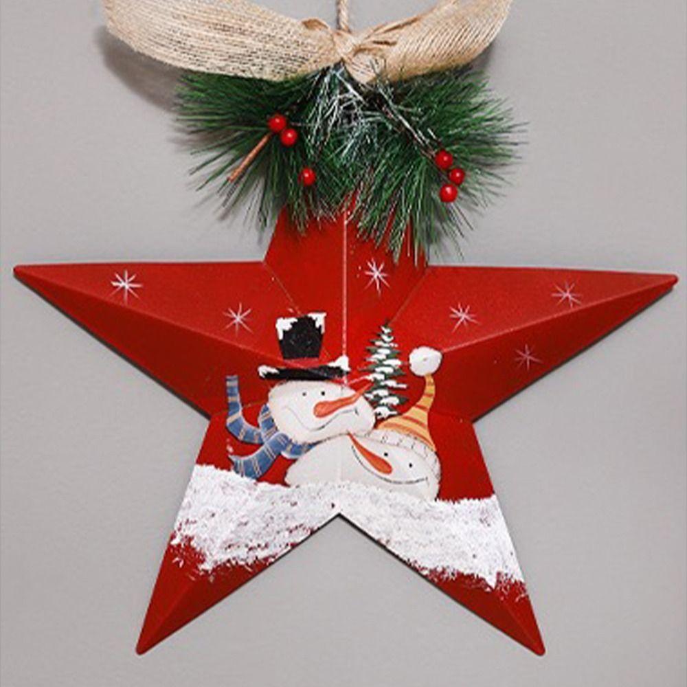 Iron Christmas Tree Decoration Pendant Old Man Snowman Pattern Hanging Ornament Door Display