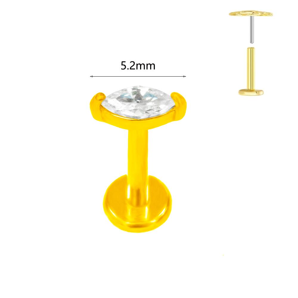 ASTM F136 G23 Titanium Labret Piercing Starfish Earring Stud Bee Leaf Push In CZ Threadless Cartilage 16/18/20G Body Jewelry