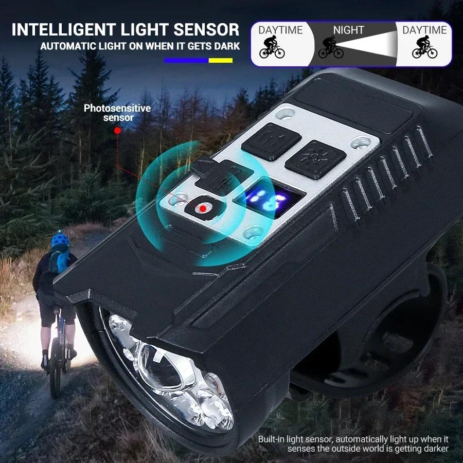 S75 9LED Bicycle Front Light Type-C Rechargeable Bicycle Headlamp MTB Road Bike Front Headlight for Night Riding Cycling Safety