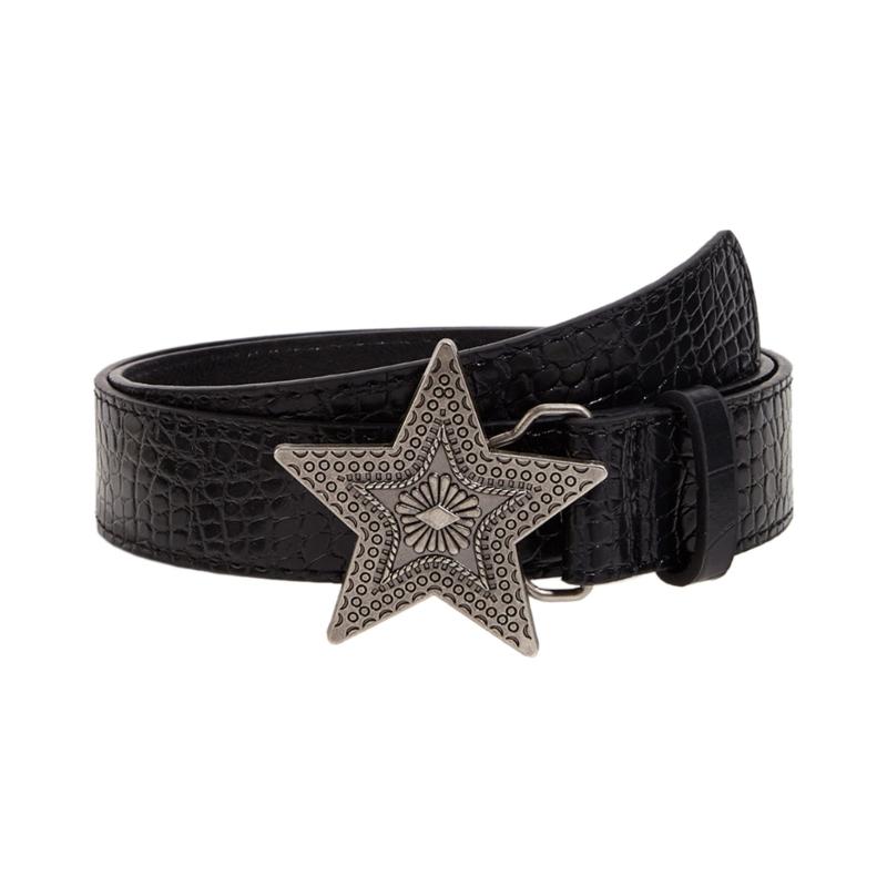 Engraved Waist Belt Punk Chain for Cowboy Cowgirl Carved Star Buckle Retro Star Buckle Waist Chain Belt