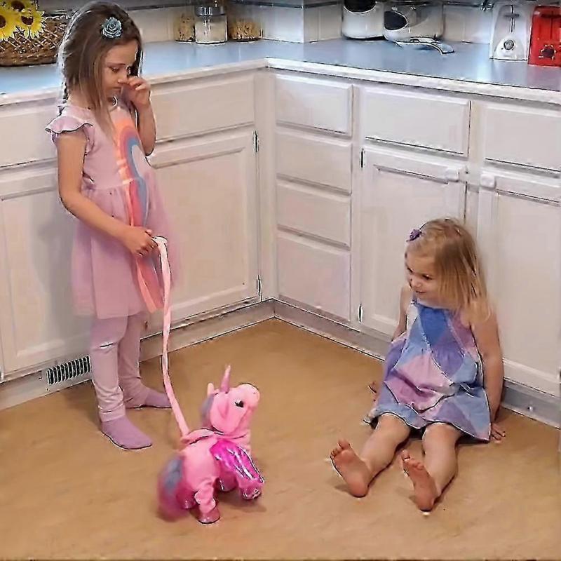 Unicorn Leash Angel Horse Doll Walking And Singing Electric Plush Toy Childrens Gift
