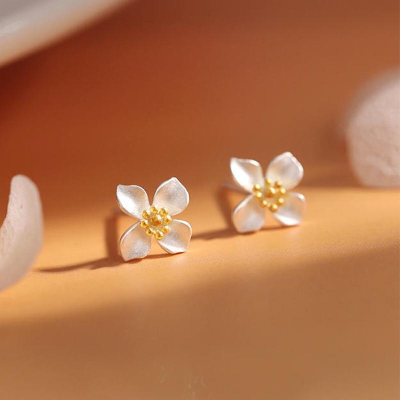 2 Piezas Exquisitos Accesorios de Lujo Ligero Mini Pendientes de Botón de Flor de Planta Mate Para Mujeres Joyería Fina Clásica