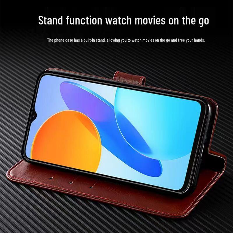 Huawei Enjoy 70X & iPhone 7 Pro Max Case - Crazy Horse Pattern Leather Flip Cover
