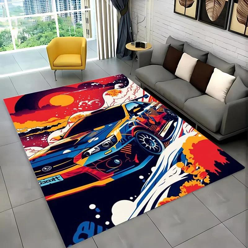 Classic Racing Car Artwork Carpet 3D HD Printed for Living Room Bedroom Mat Sofa Doormat Floor Rug Anti-slip Decor Alfombra Gift