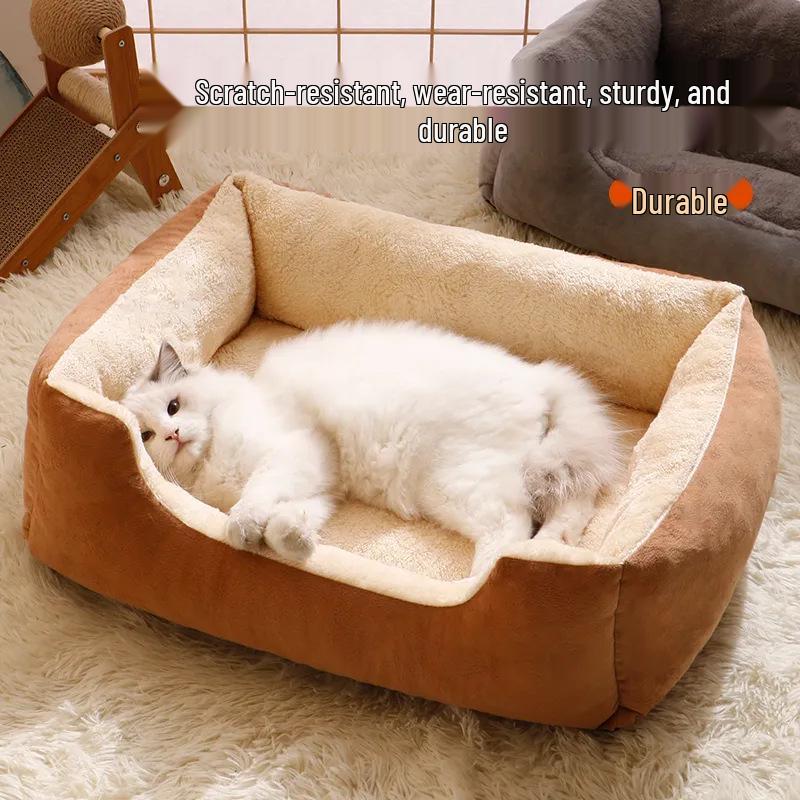 Winterwarmes Haustiernest: Quadratisches Schlafsofa für Katzen & Hunde