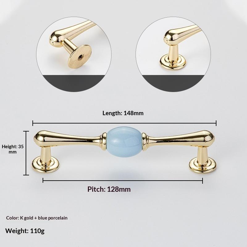 Modern Colored Ceramic Furniture Handle Golden Wardrobe Cabinet Handles Closet Door Knob Dressing Table And Drawer Pull Hardware