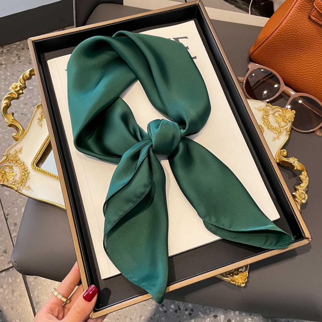 Silk Scarf Women'S Decoration High-End Small Square Scarf Versatile Trend Imitation Silk Scarf Tied Bag Streamer Thin Scarf