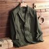 Blazer Tailored Jacket Cotton Suit Jacket Coat Formal Slim Plain Business Casual Commuting Large Size HS29 Military [ZANBANG] Men's Men's (2XL, Green)