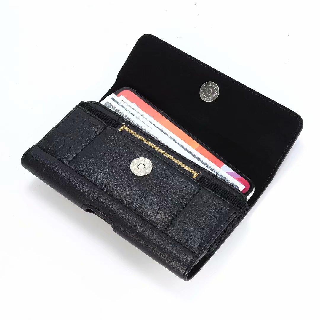 

Роскошный кожаный кошелек для карт, чехол для мобильного телефона, зажим для ремня, мужская поясная сумка для iPhone Xiaomi Redmi Huawei Honor Samsung Galaxy Oppo Vivo, кобура, чехол L(5.5-6.3 inch) чёрный