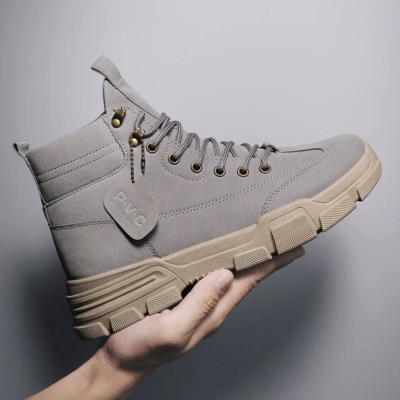 

2024 Нові Чоловічі Чоботи Шкіряні Водонепроникні Чоботи на Шнурівці Чоловічі Зимові Черевики до Щиколотки Легкі Чоловічі Зимові Повсякденні Нековзні99 39 сірий колір