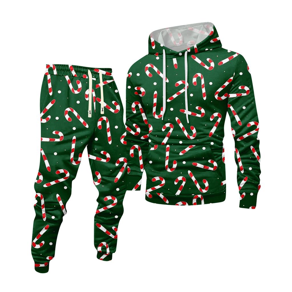 Sudadera con capucha estampada para hombre y pantalones de chándal Traje deportivo casual