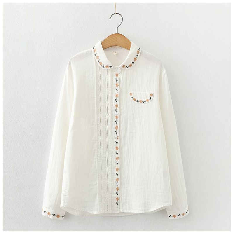 

Поэзия Письмо Двухслойная Хлопковая Пряжа Длинные Рукава Свободный Вырез Художественный White Long sleeves L 57.50 kg-65.00 kg