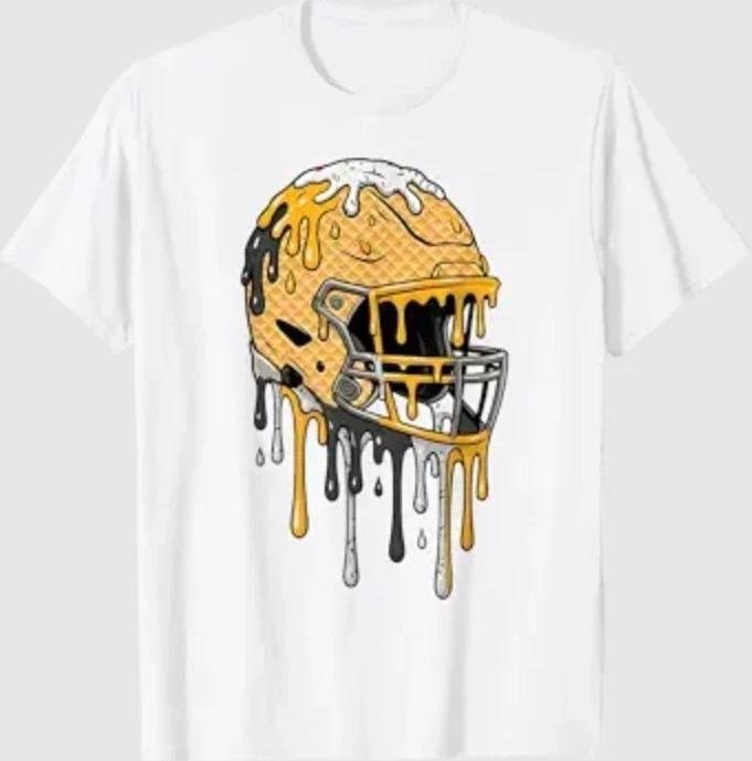 

Football Helmet Black and Gold Ice Cream Drip T-Shirt M