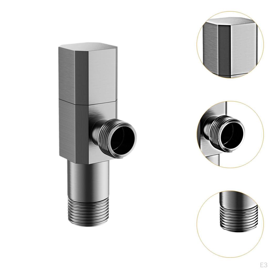 Angle Stop Valve G1/2 Shut Off Leakproof 1/2'' Inlet Outlet with Adapter for Toilet Kitchen