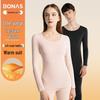 BONAS Dam Sömlös Fleece Termisk Slimmande Baslager Set - Höst & Vinter T-shirt och Byxor