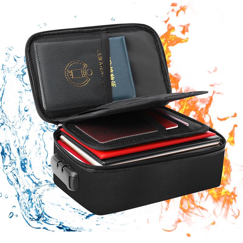 Feuerfeste Dokumentenbox Feuerfeste Dokumententasche mit Schloss 3-lagige feuerfeste wasserdichte sichere Tasche für Akten Reisepass Zertifikate