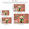 Lucky Maneki Neko Flannel Doormat, Japanese Style Non-Slip Mat, Machine Washable Decor for Home Office Entrance